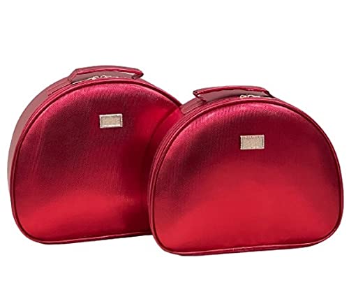 Adson Make Up Jewellery Storage Cosmetic Vanity Travelling Bag Vanity Cosmetic Toiletry Multipurpose Vanity Case (2 Pcs Set) (Red)
