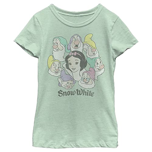 Disney Snow White Group Shot Faded Circle Faces Girls Heather T-Shirt