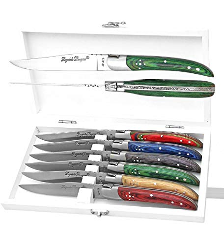 Laguiole 6124 - Juego de cuchillos para carne (varios colores)