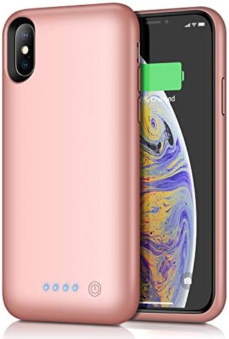 Battery Case for iPhone Xs/X, Gixvdcu [6500mAh] Rechargeable Protective Portable Charging Case for iPhone X & XS Extended Charger Pack Power Bank - Rose Gold