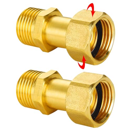 OMZSXK 2 unidades de latón atornillado a ambos lados iguales 1/2 x 1/2 pulgadas AGxIG (AG Ø 20,3 mm x IG Ø 19,5 mm), latón móvil paso 1/2', conexión de latón IGxAG 1/2' con junta