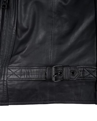 Image of fjackets Cafe Racer Mens Leather Jacket - 100% Real Lambskin Leather Jacket Men Moto Style Outerwear