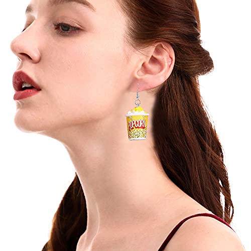 YUNXI Resin Drop Handmade Cute Women Gift Eardrop Funny Emulational Resin Charm Food Cartoon Snacks Popcorn Earring3