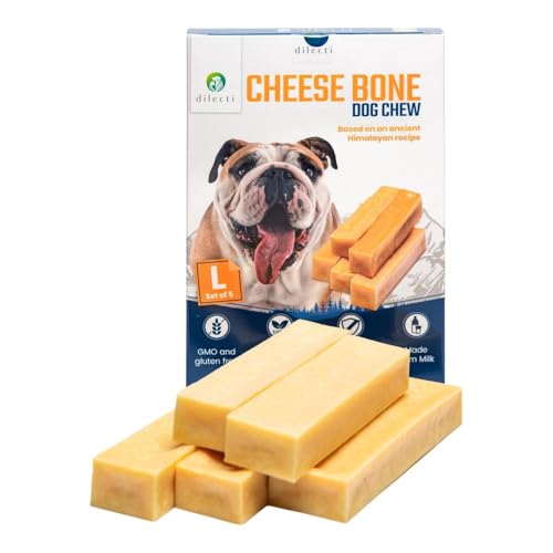 Dilecti Natürliche Käse Kauknochen für Hunde - Sehr Schmackhafte, Harte und Haltbare Natürliche Kauknochen Werden Ihren Hund für Eine Weile Beschäftigen. (Größe L, 5er-Pack)