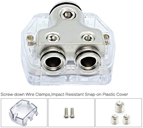 Bloque De Distribución De Potencia 1x2GA In / 2x4GA Out – Cobre Puro Para Amplificador De Coche Y Sistema De Sonido