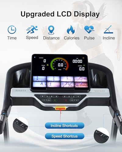 Image of BORGUSI Auto Incline Treadmill - 3.5HP Folding Treadmills with 15% Auto Incline Running Machine for Home, 320 LBS Capacity, 10 MPH Speed, 36 Preset Programs, Bluetooth App, Upgrade LCD Panel