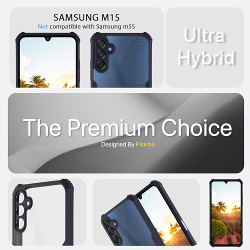 Image of Pikkme Samsung Galaxy F15 5G / Samsung Galaxy M15 5G Back Cover | Crystal Clear Transparent Back | Ultra Hyrbid | Full Camera Protection | Raised Edge | Bumper Back Case (Blue)