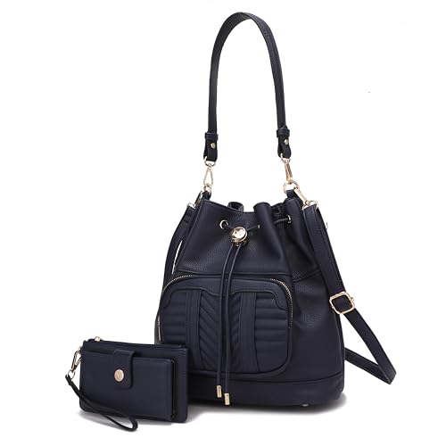 Image of MKF Collection Crossbody Bucket Bag for Women, Drawstring Hobo Shoulder Bags Handbag Purse with Wristlet Wallet by Mia K