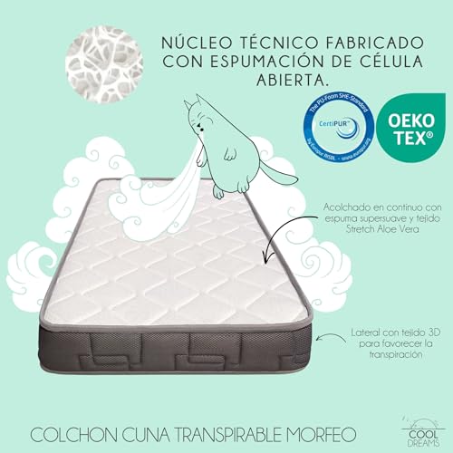 Miniatura 3 de Cuna Bebe Con Colchon Nuru. Incluye El Kit Colecho Para Unir La Cuna A La Cama Con Seguridad Y El Colchón Top Ventas Morfeo. Con Normativa Europea Cooldreams
