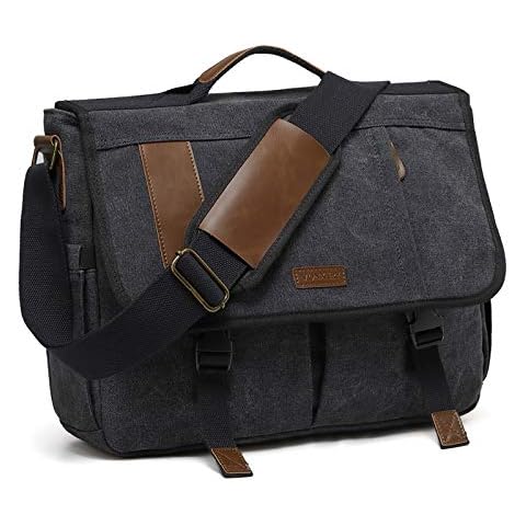 Messenger Bag for Men,Water Resistant Canvas 15.6 inch Laptop Shoulder Bag Vintage Satchel Bag for Work Travel by VONXURY Cover