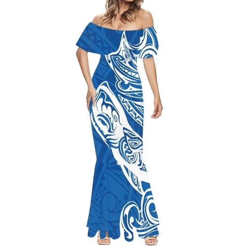 Image of Polynesian for Women S-7XL Off Shoulder Maxi Dress Hawaiian Summer Dresses