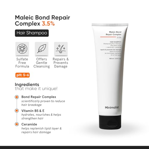 Image of Minimalist Bond Repair Shampoo for Damaged & Chemically Treated Hair | Maleic Acid + Amino Acids + Ceramides | Strengthens Hair, Reduces Breakage | Sulfate-Free Repair Care | 100 ml