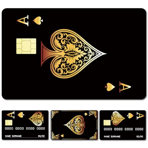CREATCABIN 4 Pieza de Pegatina para Tarjeta de Crédito Diseño de Golden Spade para Personalizar la Decoración de la Tarjeta de Crédito Impermeable Extraíble para Proteger la Tarjeta Bancaria Peg