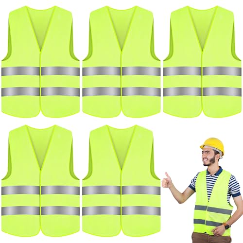 Starvortex Warnwesten Auto 5er, Klettstreifen Leuchtweste Warnweste Erwachsene, Strapazierfähig Sicherheitsweste Auto Damen Herren Kinder, Leicht warnweste Gelb, Atmungsaktiv Große Fahrrad Zubehör
