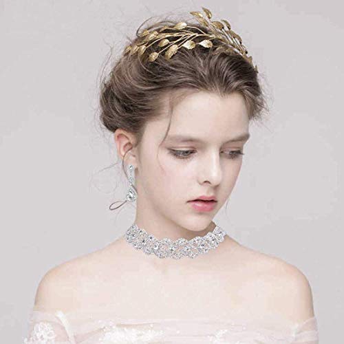 Women Rhinestone Crystal Wedding Bridal Choker Necklace Earrings Bracelet Jewelry Sets2