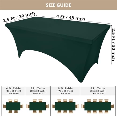 Image of Utopia Kitchen Spandex Tablecloth 2 Pack [4FT, Hunter Green] Tight, Fitted, Washable and Wrinkle Resistant Stretch Table Cloth Rectangle Cover for Trade Show, Weddings & Parties [48Lx30Wx30H Inch]