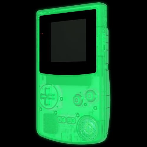 Image of IPS Ready Upgraded eXtremeRate Glow in Dark - Green Replacement Shell Full Housing Cover & Black Screen Lens for Gameboy Color - Fit for GBC OSD & Regular IPS & Standard LCD - No Console & IPS Screen