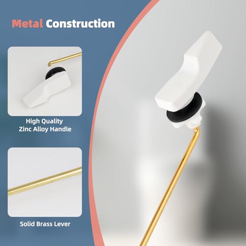 Universal White Metal Toilet Handle Replacement, Front Mount Toilet Flush Trip Lever Compatible with American Standard/Mansfield/TOTO/Kohler Toilets, Stainless Steel Flapper Chain - Thumbnail 3