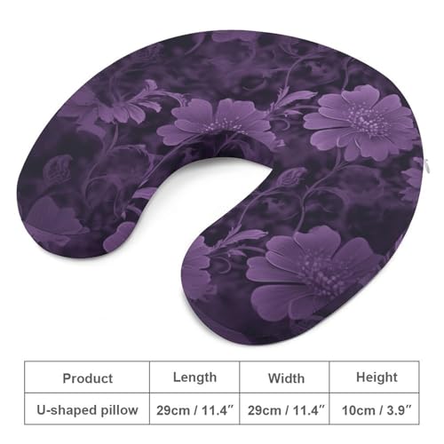 Oreiller de voyage violet confortable en forme de U portable