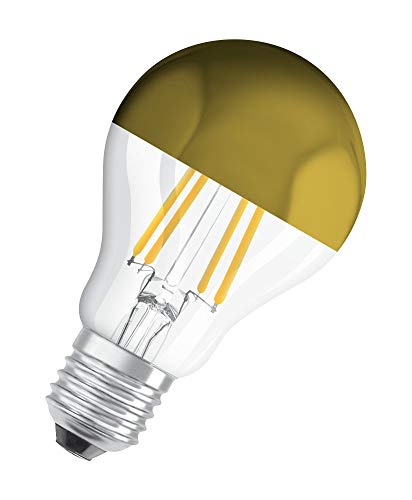 OSRAM Filament LED Lampe mit E27 Sockel, Warmweiss (2700K), Birnenform Gold verspiegelt, 7W, Ersatz für 50W-Glühbirne… – Ansicht 4