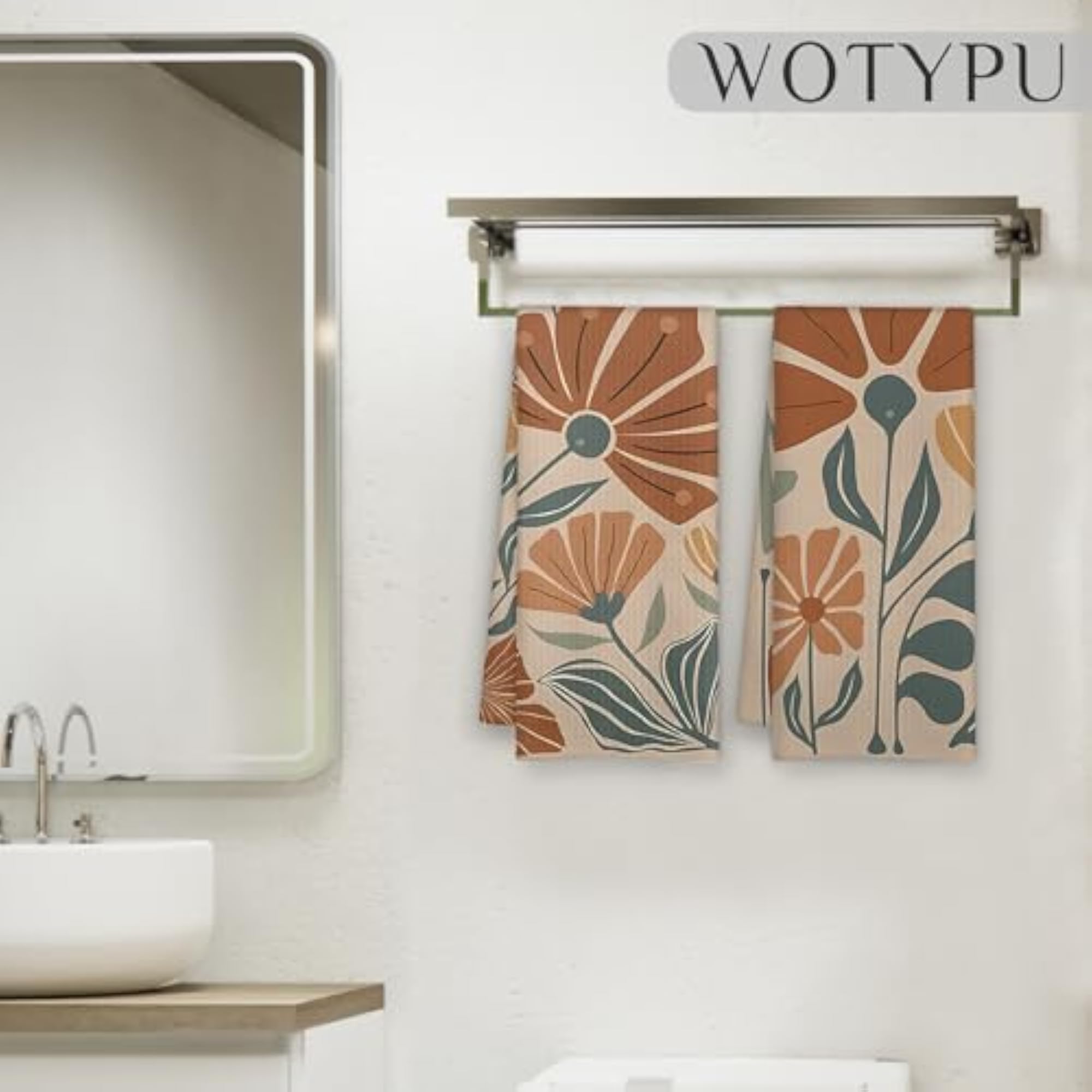 Vintage Boho Floral Kitchen Towels, 2pcs