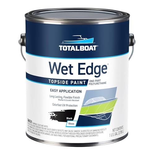 Image of TotalBoat Wet Edge Topside Marine Paint Premium Polyurethane Coating for Boats, RVs, Exterior Trim, Fiberglass, Metal, and Wood (Black, Gallon)