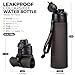 TakeToday Collapsible Water Bottles 20oz, Leak Proof, BPA-Free, Foldable Silicone Travel Water Bottle with Straw Strap for Traveling, Hiking, Outdoors