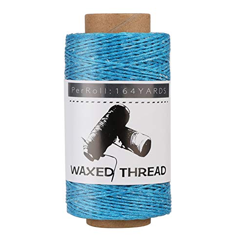 Jupean Waxed Thread, 150m /164Yards Lake Blue Leather Waxed Thread, Leather Sewing Thread, Hand Stitching Thread for Hand Sewing Leather, Bookbinding, and Beginners Leather Craft DIY