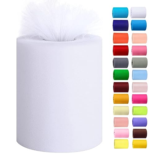 tulle rolls 6 by 100 yards 300 feet tulle roll spool fabric for diy tutu skirts wedding baby shower crafts decorations party supplies white