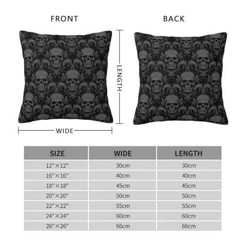 Nufjxtgn Decorative Throw Pillow Cover Goth Skull Flower Square Cushion Case Halloween Sofa Bed Lumbar Pillowcase 18 X 18 Inches(Black) thumb #2