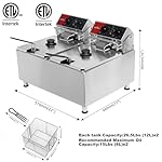 CROSSON ETL Listed 30Lbs Dual Tank Electric Commercial Deep Fryer with Solid Basket,Lid and Height Adjustable Legs for Restaurant Use,8L×2 Commercial Countertop Deep Fryer-120V/3600W(30Amps) - Image 5