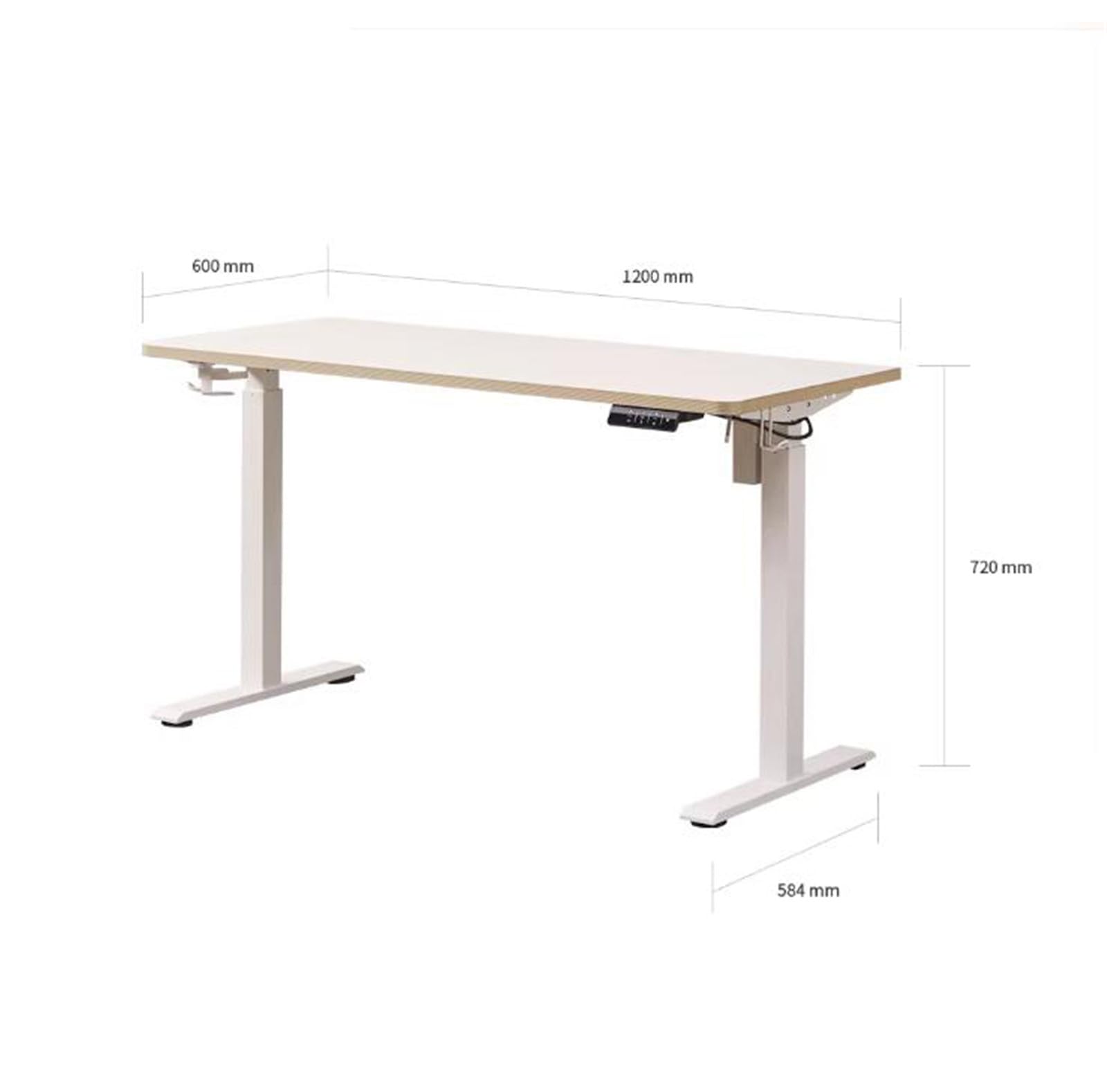 Elektrycznie Regulowane Biurko Stojące 120 * 60 Cm, Ergonomiczne Stanowisko Komputerowe Do Domowego Biura, Z Metalowym Uchwytem W Kształcie Litery T I Pamięcią Us