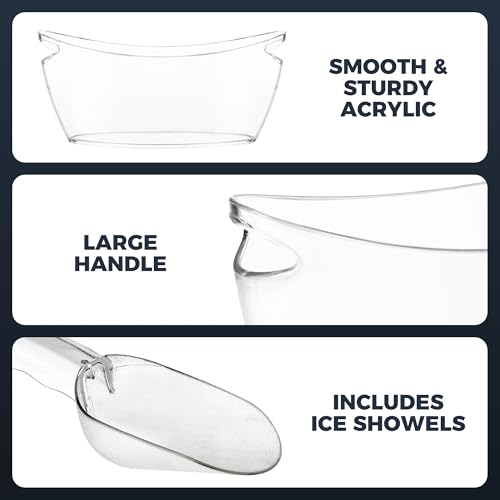 Clear Ice Buckets for Parties 3 Pack, 5.5L Clear Beverage Tub w/Handles & Scoops, Drink Buckets for Parties, Acrylic Beverage Tub, Mimosa Bar Supplies for Sparkling Wine Champagne Beer Drinks - Image 3