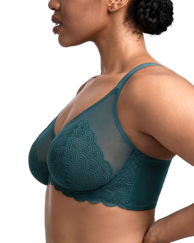 Image of HSIA Minimizer Bras for Women Large Bust Full Coverage Lace Plus Size Bra - Mermaid Scales