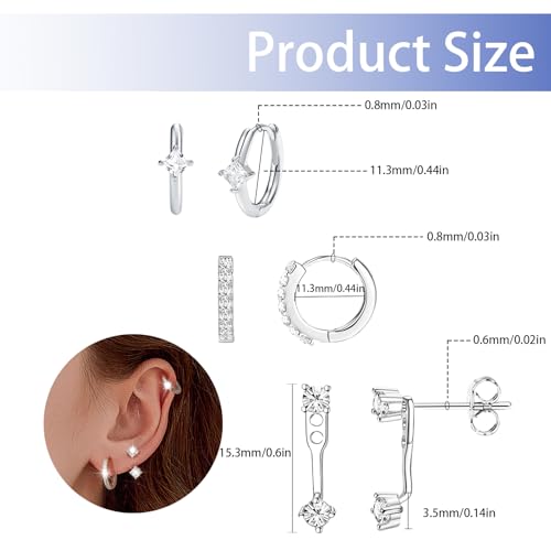 Earrings Set for Women, 14K Gold Plated Stud and Cartilage Earring Sets for Multiple Piercing, Hypoallergenic Stackable Small Huggie Hoop Earrings for Women Jewelry2