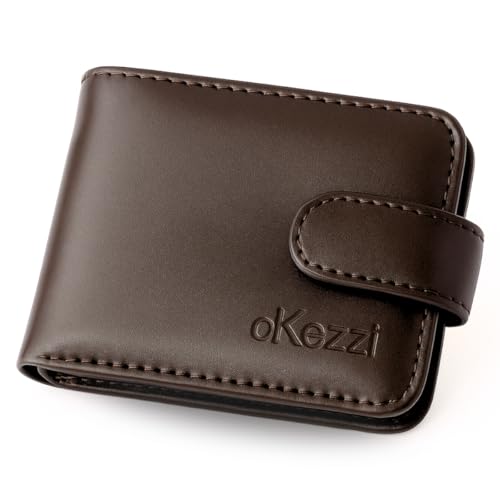 Carteira Masculina Couro Legítimo Fecho de Botão, Compacta, Elegante, Cartões, Dinheiro, Documentos, RG, CNH, Design Clássico, Durável, Minimalista, Básico e Sofisticado, Ideal para Presente (Marrom)