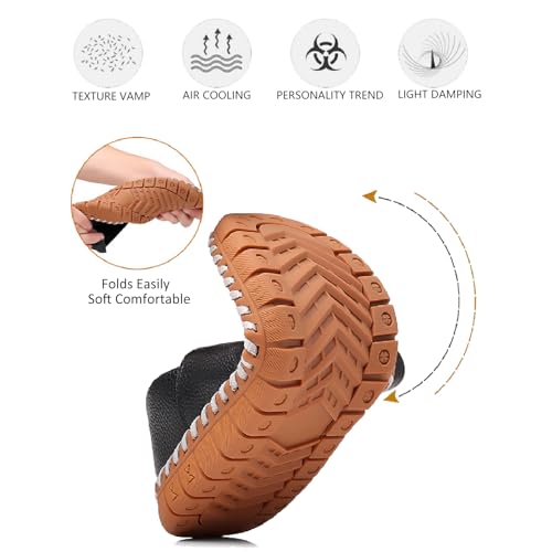 Men's Leather Hand Stitching Penny Loafers Lightweight Breathable Round Toe Slip On Flat Moccasins Outdoor Casual Driving Walking Shoes4