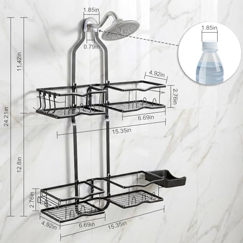 Shower-Caddy-Hanging-Organizer-Over-Showerhead-Rustproof-Black-2-Tier-No-Drill-Hanging-Shower-Organizer-with-Removable-Hooks-Soap-Dish-Toothbrush-Holder-for-Bathroom-Razor-Shampoo-Sponge