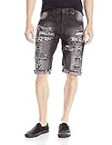 Southpole Men's Short Denim Shorts with Printed Backing and Patches
