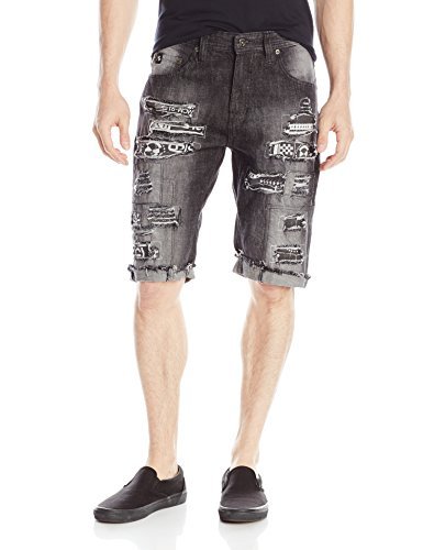 Southpole Men's Denim Shorts with Printed Backing and Patches
