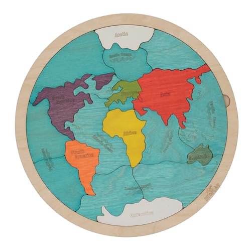 Image of 7 Continents & 5 Oceans Wooden Puzzle for Kids Age 3+ | 21 Piece World Map Jigsaw Puzzle | Montessori Educational Geography Learning Toy for Boys & Girls | STEM Cognitive Puzzle
