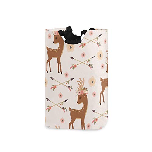 Image of senya Deer with Flower Arrows Large Storage Basket Collapsible Organizer Bin Laundry Hamper for Nursery Clothes Toys