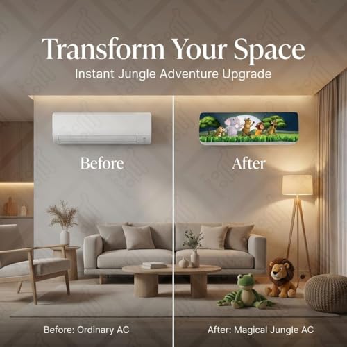 Image of Split AC Cover 1 ton, 1.5 ton to 2 Ton |Designer Digital Print Indoor AC Dust Cover | Stretchable Lycra Fabric | 38x12x9 Inch | Washable Polyester AC Indoor Unit Cover | Dust Dirt Resistant