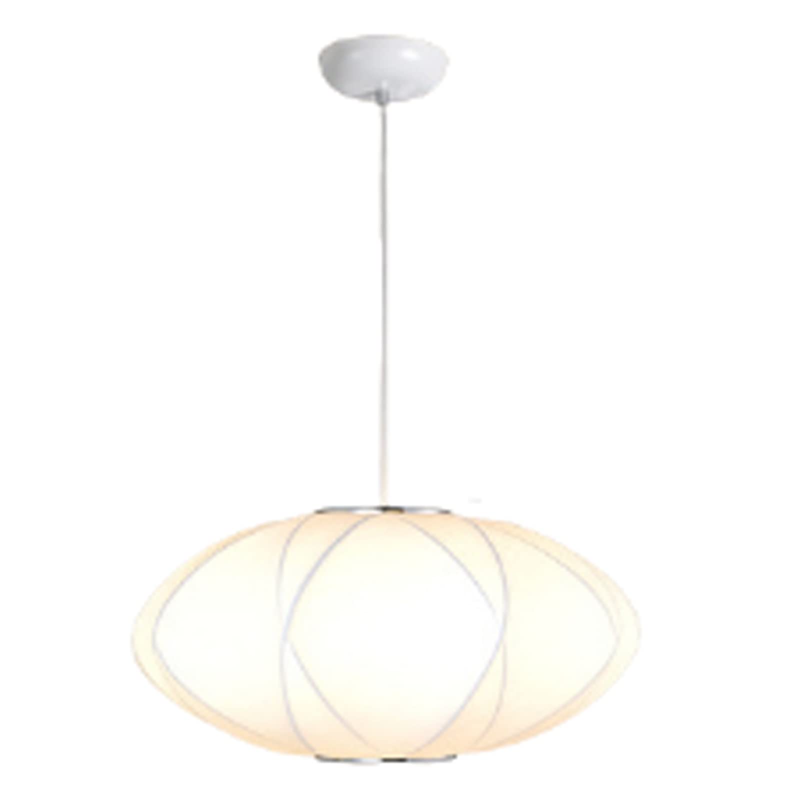 KHUKHU Minimalist Indoor Pendant Light,Modern Cloth Art Lantern 1-Light Mid-Century Chandeliers,Hanging Single Head Lantern Flat Shape Silkworm Cocoon Lamp,for Living Room Dining Cafe(B,Dia-50cm)