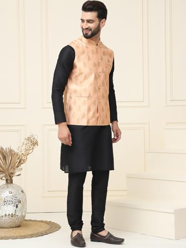 Image of SOJANYA (Since 1958 Men's Silk Blend Kurta Pyjama With Nehrujacket Set