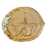 CLISPEED Goldenes Schmucktablett aus Keramik Blattförmiges Ablagetablett Klein für Schmuck und Kleinteile Dekoratives Schmuckständer für Schminktisch und Vitrine