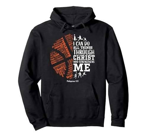 Christian Basketball Stuff Bible Verse Philippians 4:13 Pullover Hoodie Adult Unisex Black Small