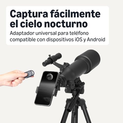 Miniatura 4 de Amazon Basics Telescopio, Apertura de 70mm y Montura AZ de 400mm, portátil con trípode, Soporte para teléfono, Bolsa, Negro