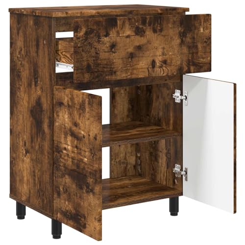 Mueble de baño de roble ahumado de 60x35x80 cm con puerta reversible 5