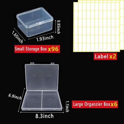 Image of 102pcs Bead Storage Containers, Bead Organizer Boxes And Craft Storage Boxes For Bracelet Making Diy Jewelry Craft Nails, Bracelets, Jewelry, Diamonds, Clay Beads, Screws(6 Pack 96pcs)